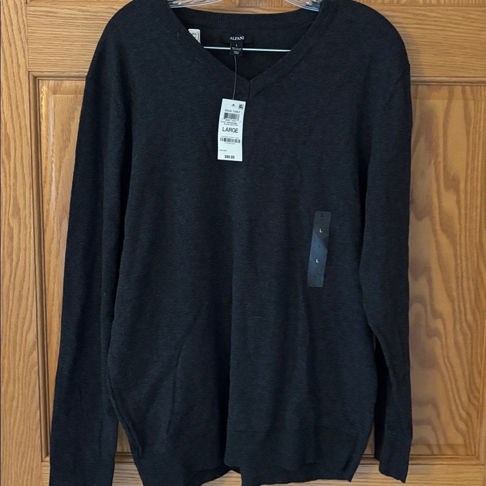NWT Alfani Charcoal V-Neck Sweater